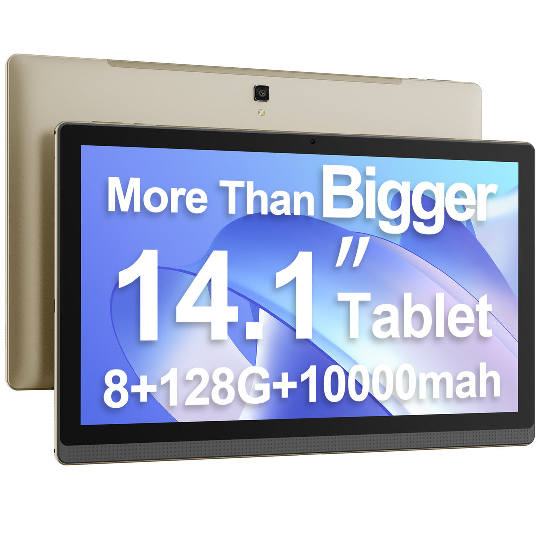 Meswao B1 14.1 Inch Android 12 Tablet, 2023 Computer MESWAO Big Tablet with 1080P IPS HD Display, Large Screen Tablet with 8 Core, 6+128G, and 10000mah Long Battery for Work/Study/