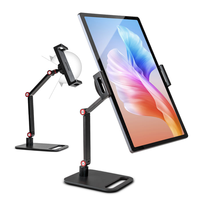 Stand Holder, Tablet Phone Desktop Stand with 2 Adjustable Arm and 360° Rotates, Foldable Stand Holder for iPad iPhone Tablet