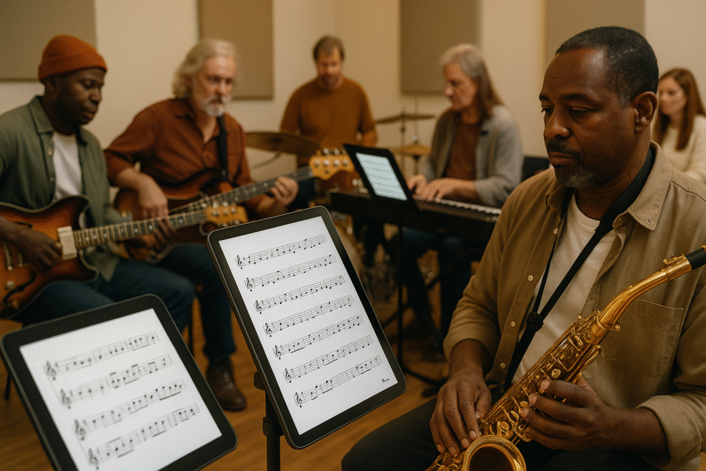 Band uses tablet to display sheet music