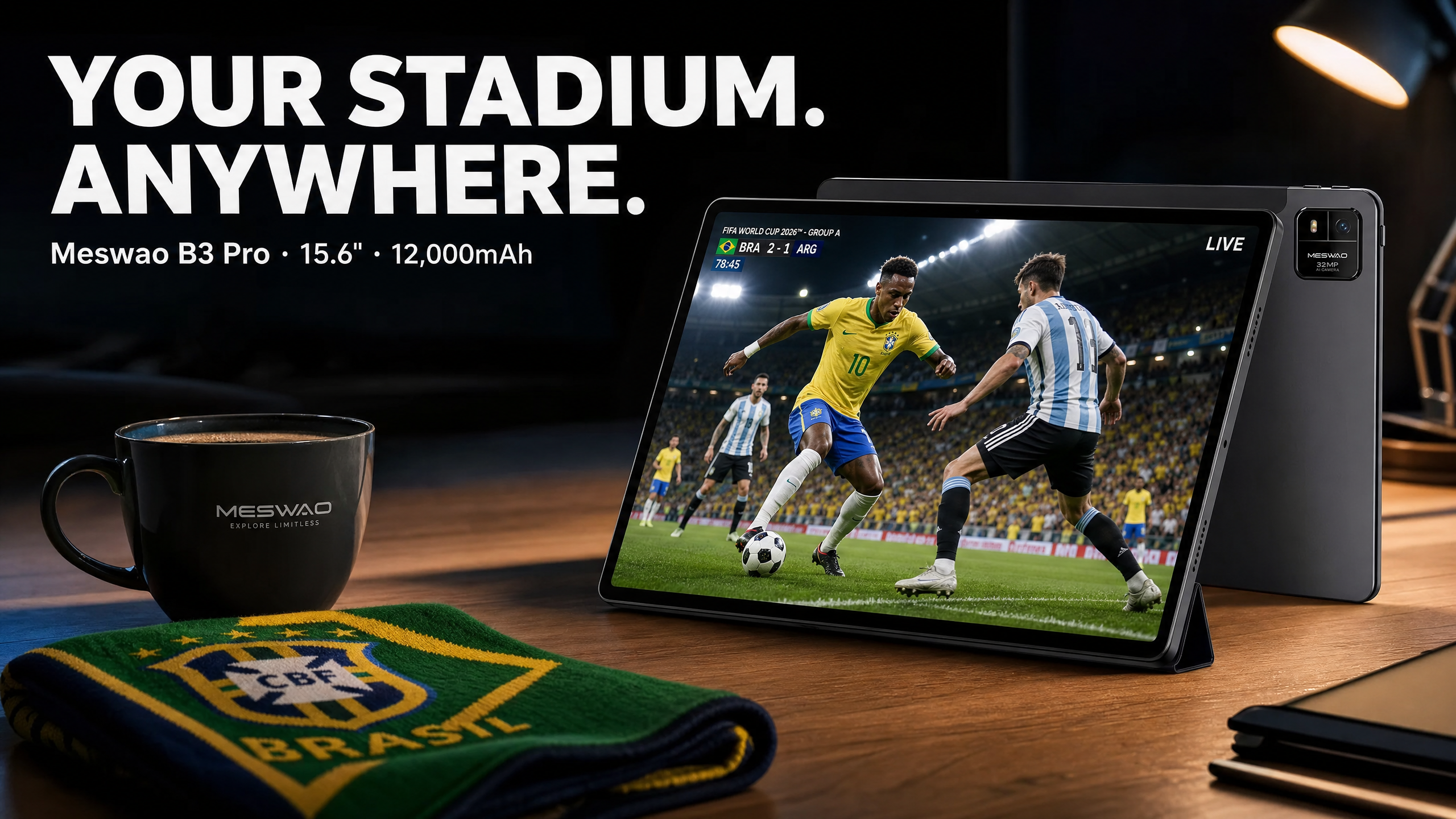 YOUR STADIUM. ANYWHERE. — Meswao B3 Pro 15.6" 12,000mAh World Cup