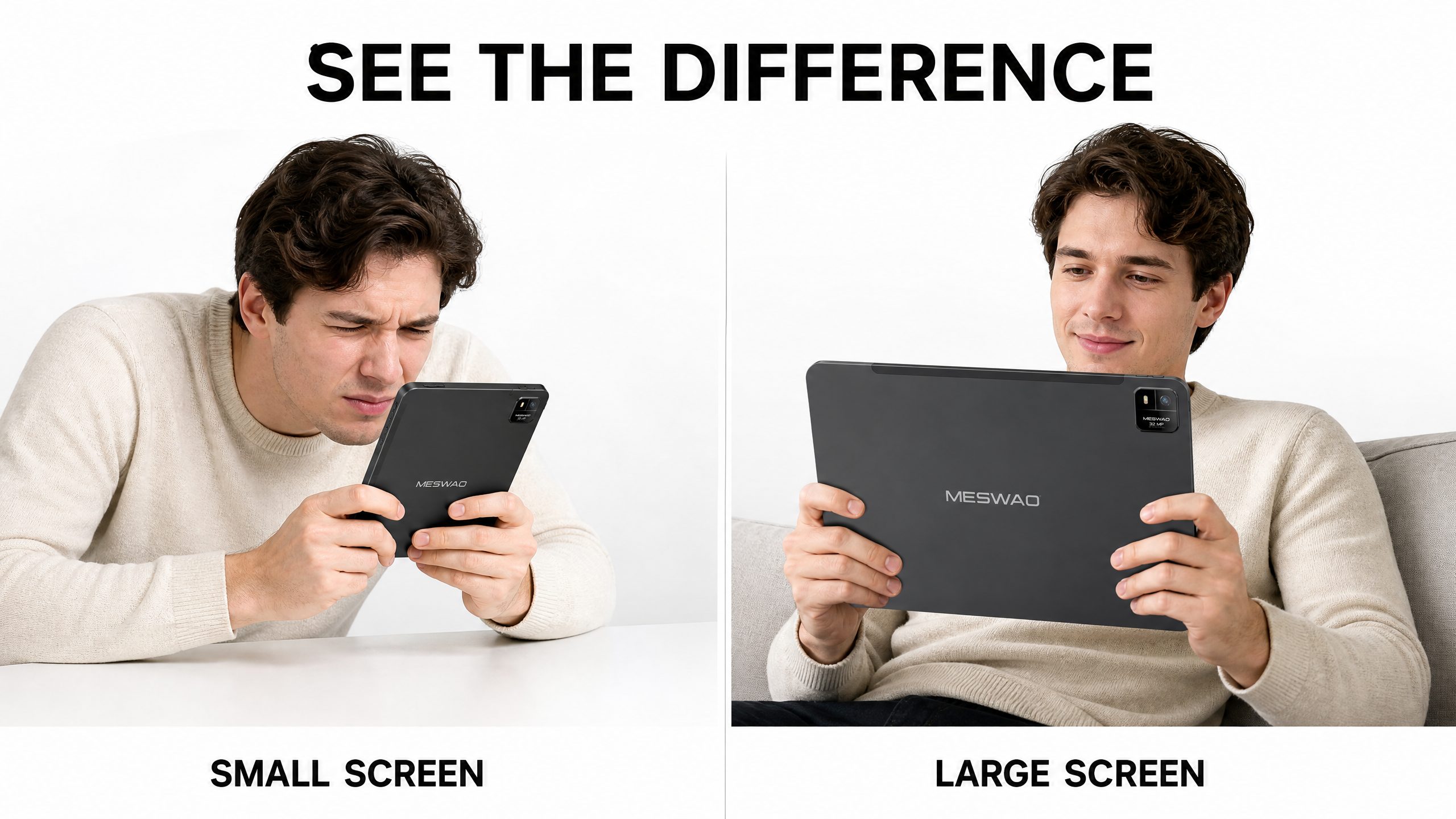 Person multitasking on a Meswao B3 Pro 15.6 inch large screen tablet