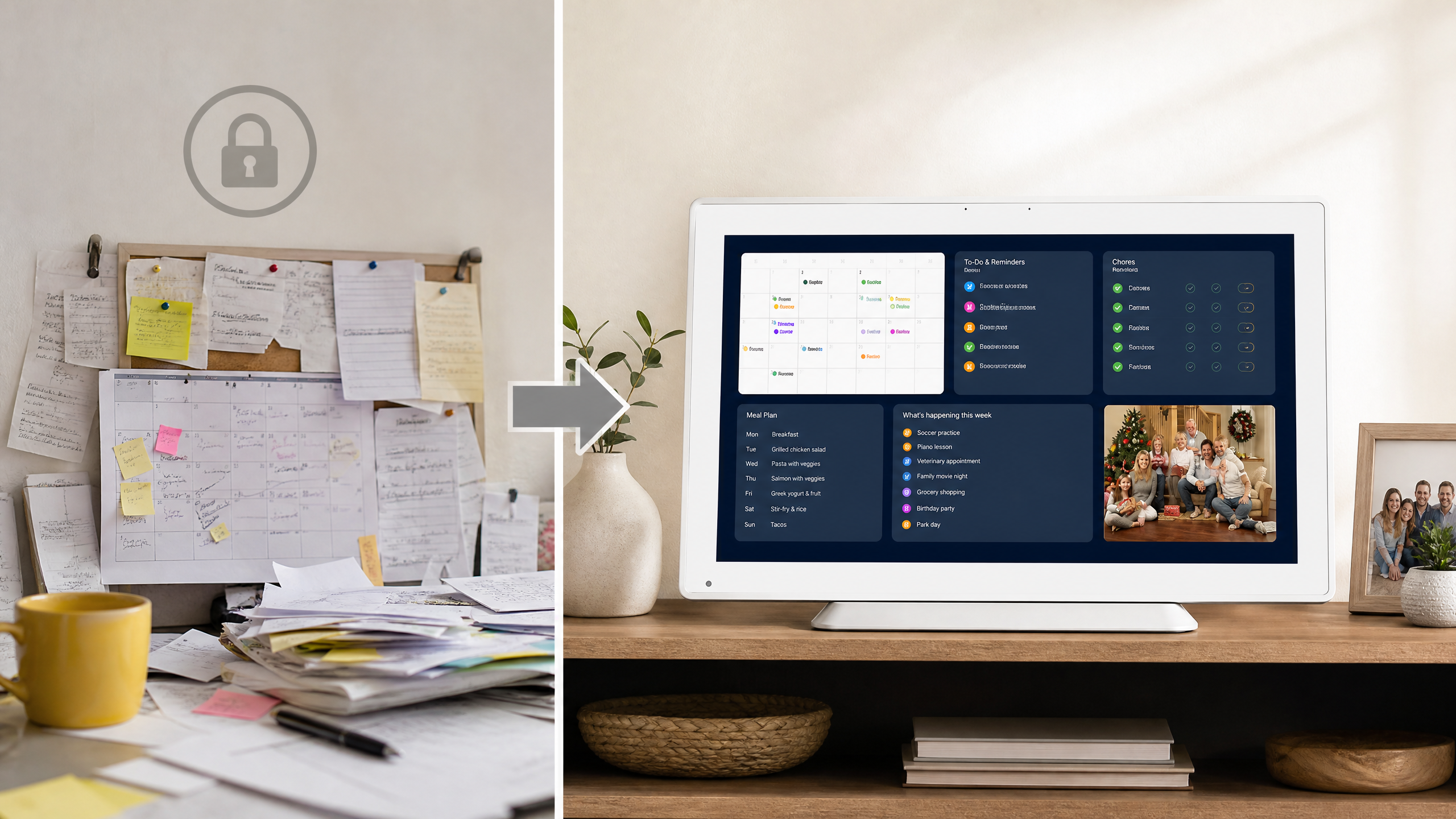 Digital family calendar without subscription showing shared household planning