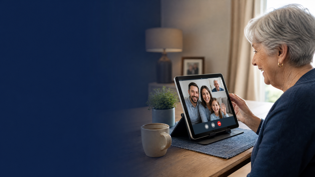 Computer tablet for the elderly in a comfortable home setup