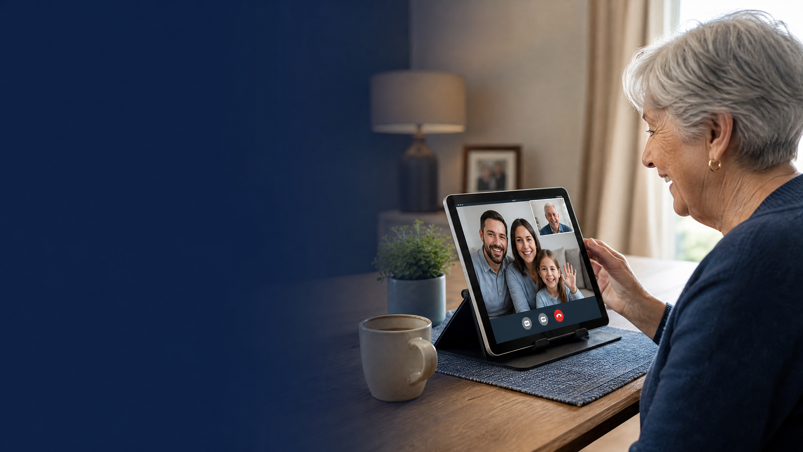 Computer tablet for the elderly in a comfortable home setup