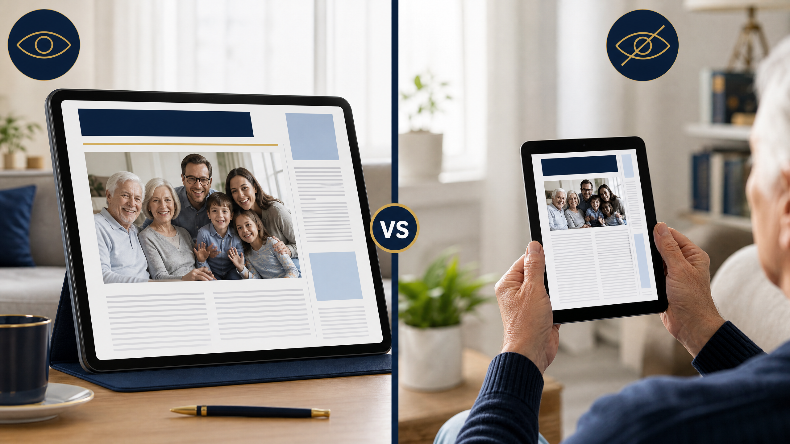 Large-screen tablet readability comparison for senior users