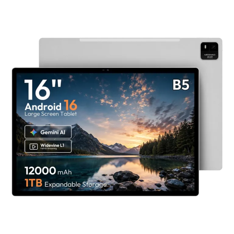 MESWAO B5 Basic 16 inch Android 16 tablet showing sheet music on 1920x1200 IPS display