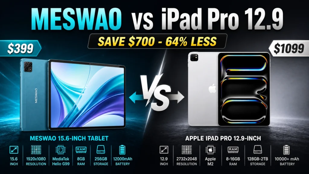 Meswao 15.6 inch ($399) vs Apple iPad Pro 12.9 inch ($1099) - Complete Comparison
