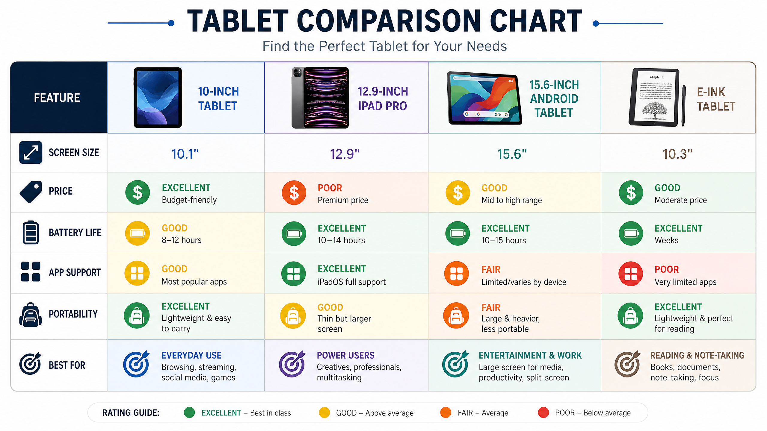 Tablet Comparison Chart for Musicians